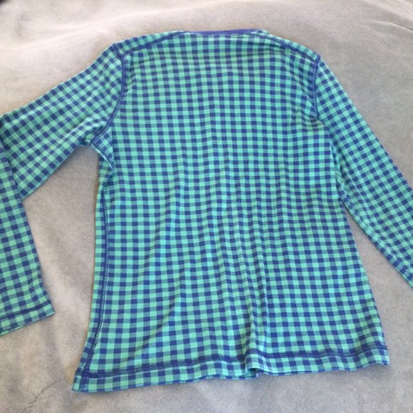Chaps Green Blue checked long sleeve button up tee top Size Large - Picture 9 of 11